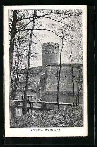 AK Berlin-Spandau, Juliusturm mit Wasserpartie