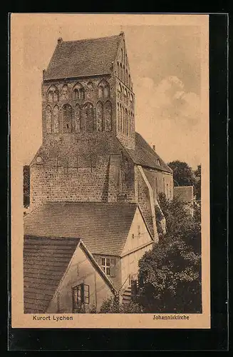 AK Lychen, Johanniskirche mit Gebäuden