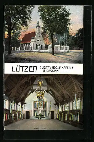 AK Lützen, Gustav Adolf-Kapelle und Denkmal