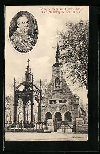 AK Lützen, Schwedenstein mit Gustav Adolf-Gedächtniskapelle