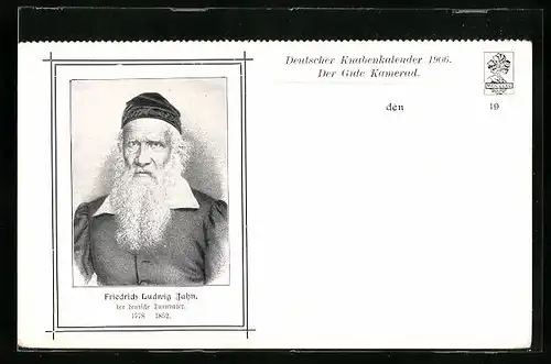 AK Porträt von Turnvater Jahn im deutschen Knabenkalender 1906