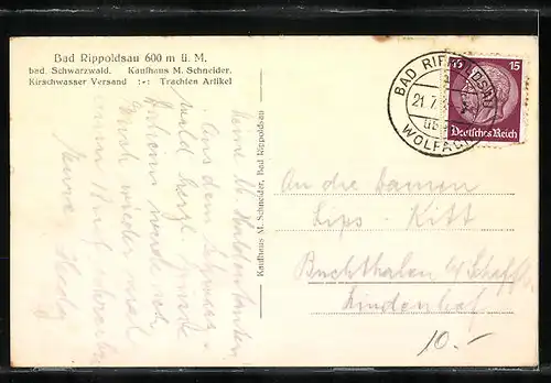 AK Bad Rippoldsau, Klösterle aus der Vogelschau