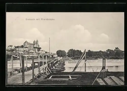 AK Breisach, Rheinbrücke mit Blick auf den Ort