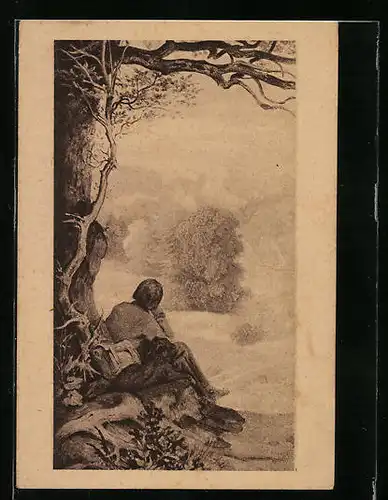 Künstler-AK Moritz von Schwind: Auf der Wanderschaft