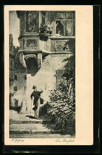 Künstler-AK Carl Spitzweg: Der Briefbote