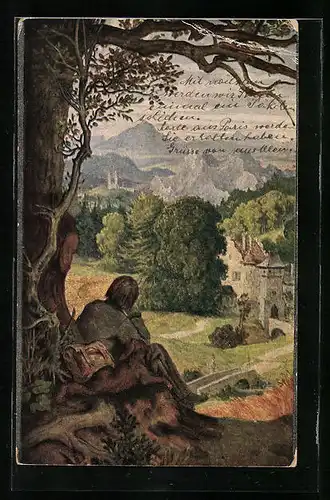 Künstler-AK Moritz von Schwind: Bursche Auf der Wanderschaft