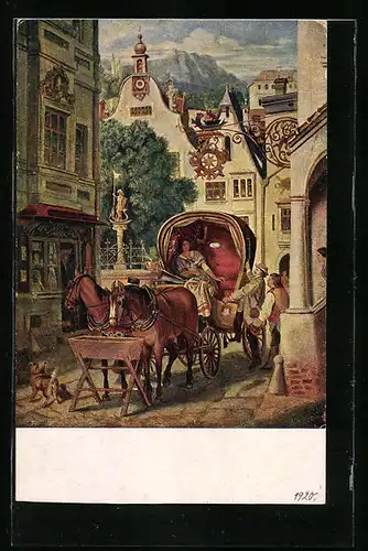 Künstler-AK Moritz von Schwind: Die Hochzeitsreise, Aufbruch