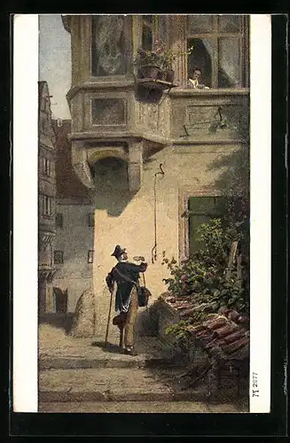 Künstler-AK Carl Spitzweg: Der Briefbote