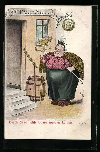 Künstler-AK Willi Scheuermann: Durch die hohle Gasse muss er kommen