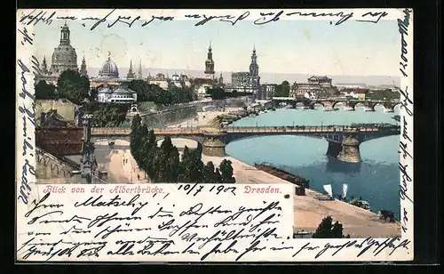 AK Dresden, Blick von der Albertbrücke