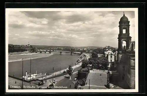 AK Dresden, Brühlsche Terrasse und Ständehaus