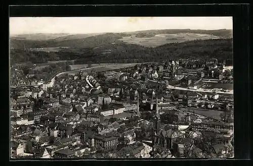 AK Aue /Sa., Teilansicht aus der Vogelschau