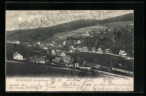 AK Rechenberg /Erzgeb., Ortsansicht mit Umgebung von oben