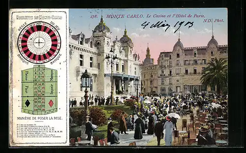 AK Monte-Carlo, Le Casino et l`Hotel de Paris, Roulette