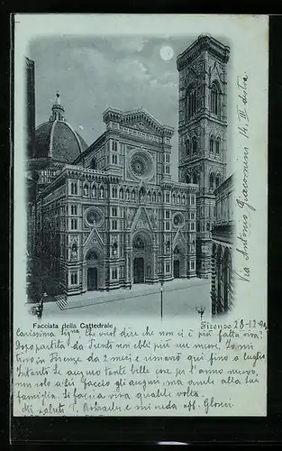 Mondschein-AK Firenze, Facciata della Cattedrale