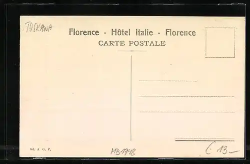 AK Florence, Hotel Italie, Partie du Vestibule