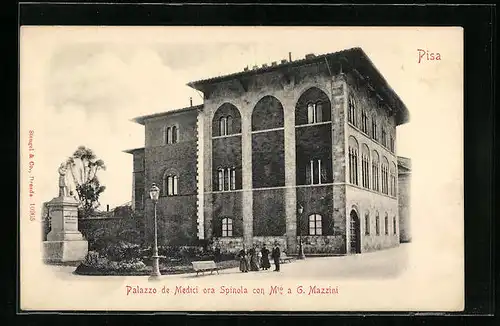 AK Pisa, Palazzo de Medici ora Spinola con Mto. a G. Mazzini