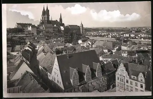 Fotografie Brück & Sohn Meissen, Ansicht Meissen i. Sa., Blick auf die Altstadt und Burgberg mit Dom