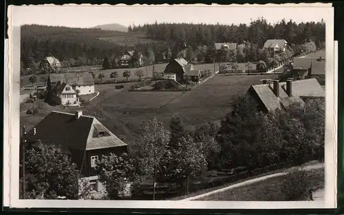 Fotografie Brück & Sohn Meissen, Ansicht Oberbärenburg i. Erzg., Blick in den Ort mit Wohnhäusern