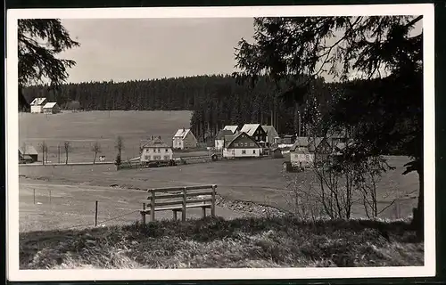 Fotografie Brück & Sohn Meissen, Ansicht Steinbach i. Erzg., Blick auf den Ort mit Pension Haus Glück Auf