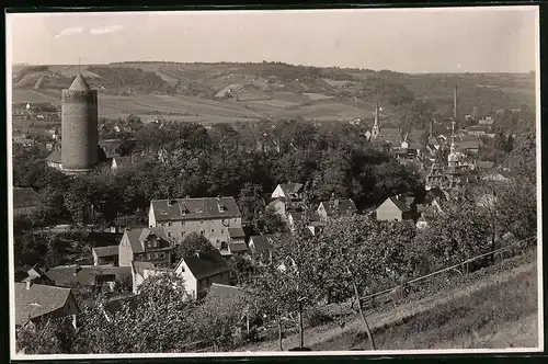 Fotografie Brück & Sohn Meissen, Ansicht Camburg / Saale, Blick über die Dächer der Stadt mit alten Turm