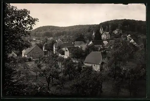 Fotografie Brück & Sohn Meissen, Ansicht Tautenburg i. Th., Blick in den Ort mit Kirche