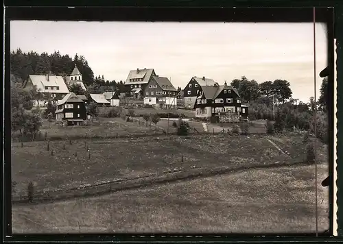 Fotografie Brück & Sohn Meissen, Ansicht Oberbärenburg i. Erzg., Blick in den Ort mit Wohnhäusern