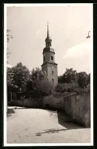 Fotografie Brück & Sohn Meissen, Ansicht Lenz i. Sa., Partie an der Kirche