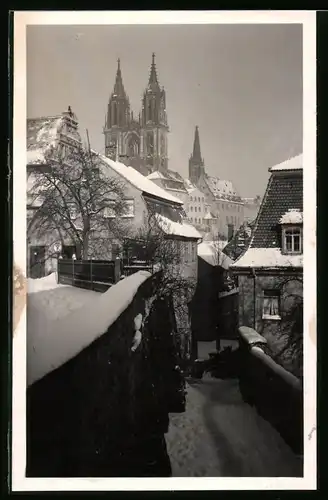 Fotografie Brück & Sohn Meissen, Ansicht Meissen i. Sa., Partie an der Freiheit und Rote Stufen im Winter