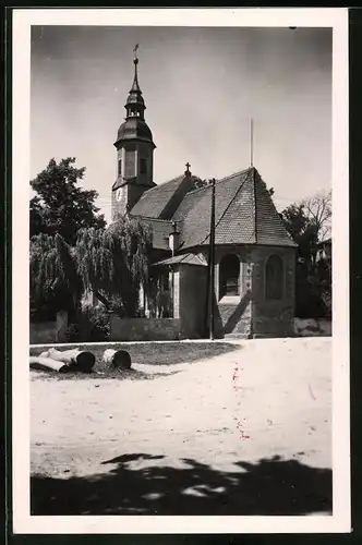 Fotografie Brück & Sohn Meissen, Ansicht Glaubitz, Rückansicht der Kirche