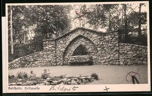 Fotografie Brück & Sohn Meissen, Ansicht Geithain, Blick auf die Heilquelle