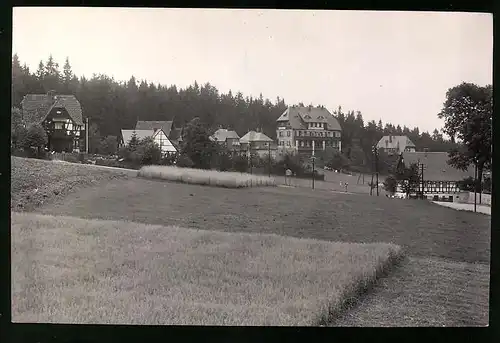 Fotografie Brück & Sohn Meissen, Ansicht Oberbärenburg, Ortsrand mit Villen, Gehöft & Fachwerkhaus