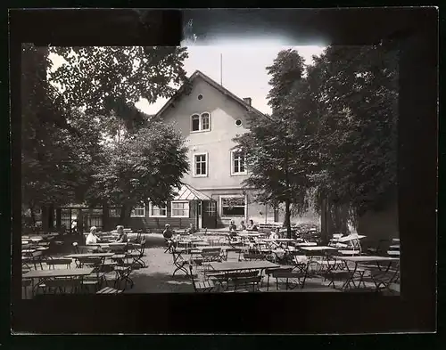 Fotografie Brück & Sohn Meissen, Ansicht Moritzburg, Wald-Gasthof Auer, Biergarten - Terrasse