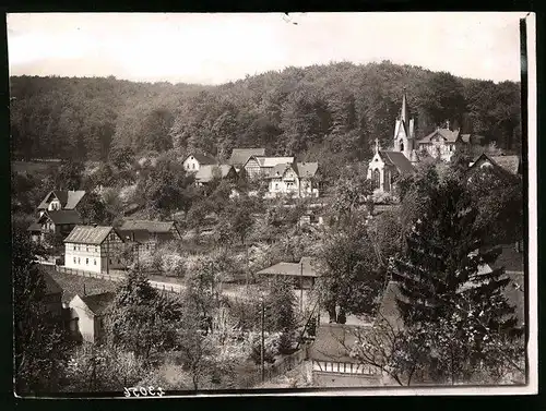 Fotografie Brück & Sohn Meissen, Ansicht Tautenburg, Ortsansicht mit Kirche & Fachwerkhäusern
