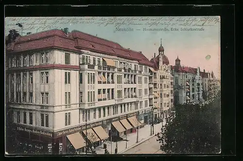 AK Berlin-Neukölln, Hermannstrasse, Ecke Schierkestrasse