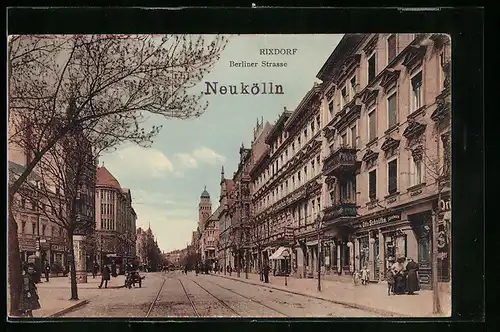 AK Berlin-Rixdorf, Berliner Strasse im heutigen Neukölln