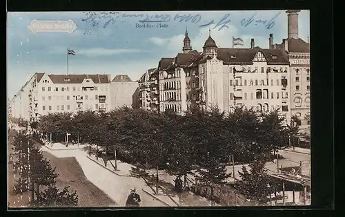 AK Berlin-Neukölln, Strassenpartie am Boddinplatz