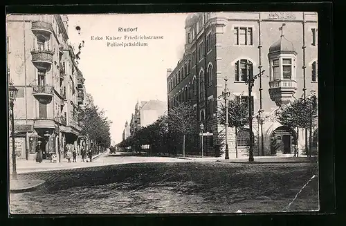 AK Rixdorf, Polizeipräsidium Ecke Kaiser Friedrichstrasse