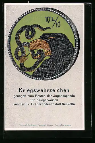 AK Berlin-Neukölln, Kriegswahrzeichen, Nagelung 1916, Ev. Präparandenanstalt