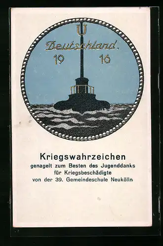 AK Berlin-Neukölln, Kriegswahrzeichen, Nagelung 1916, 39. Gemeindeschule