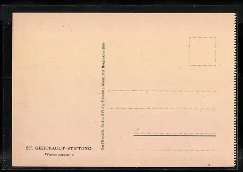 AK Berlin, St. Gertraudt-Stiftung in der Wartenburgstrasse 1