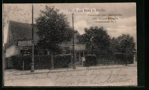 AK Berlin-Britz, Restaurant und Gartenlokal, Chausseestrasse 7