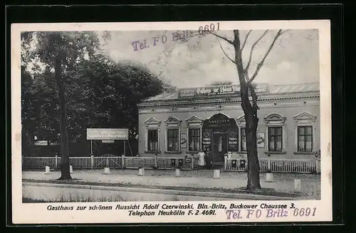 AK Berlin-Britz, Gasthaus zur schönen Aussicht, Buckower Chaussee 3