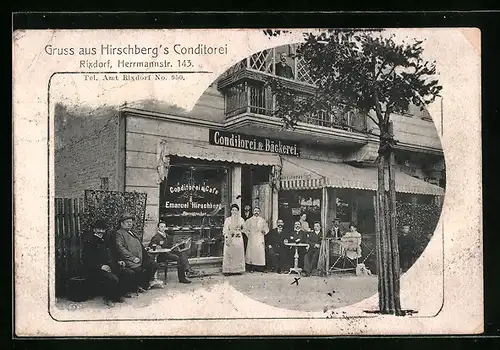 AK Berlin-Neukölln-Rixdorf, Konditorei Hirschberg, Herrmannstrasse 143
