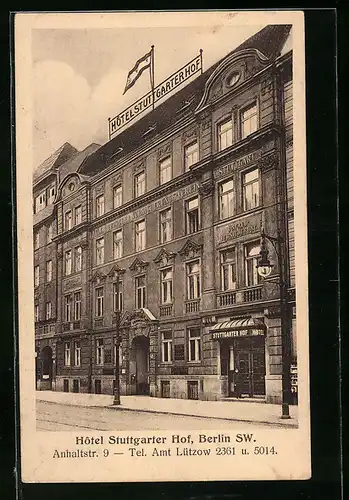 AK Berlin, Hotel Stuttgarter Hof, Anhaltstrasse 9