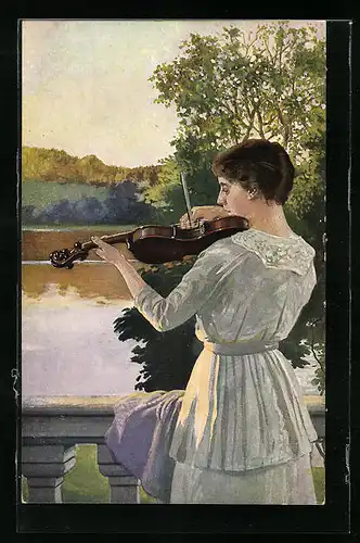 Künstler-AK sign. M. Barascudts: Abendklänge