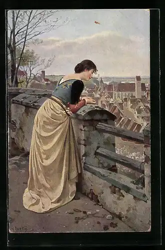 Künstler-AK sign. E. Niczky: Das Burgfräulein