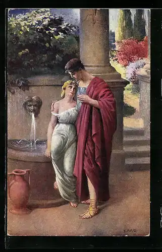 Künstler-AK sign. T. Krej: Römische Liebe