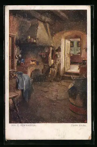 Künstler-AK sign. Jos. E. Hörwarter: Tiroler Küche