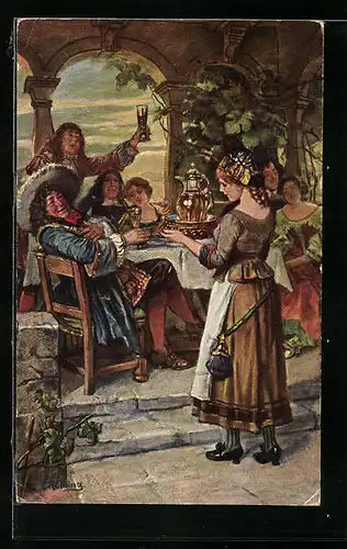 Künstler-AK sign. Carl Röhling: Aus den Reben fliesst Leben